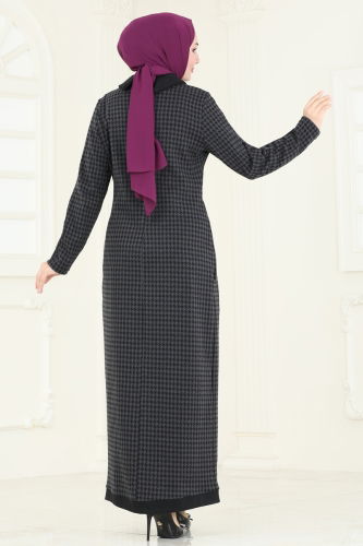 moda selvim Dress PL9085 Anthracite - Thumbnail