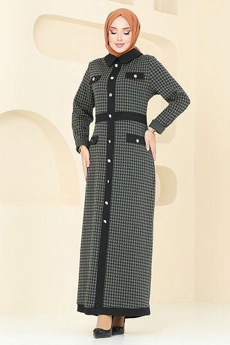 moda selvim Dress PL9085 Khaki - Thumbnail