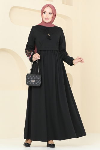 moda selvim Dress PL9089 Black - Thumbnail