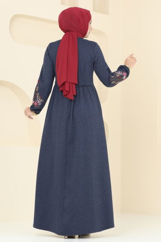 moda selvim Dress PL9089 Navy Blue - Thumbnail