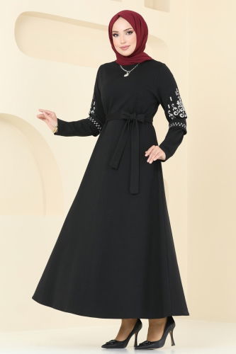 moda selvim Dress PL9090 Black - Thumbnail