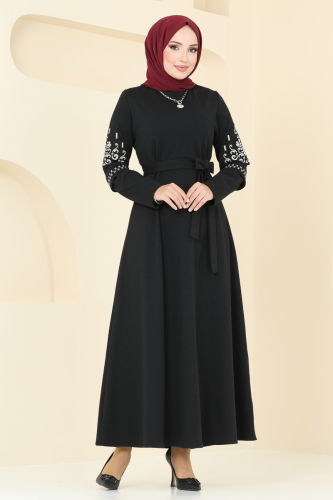 moda selvim Dress PL9090 Black - Thumbnail