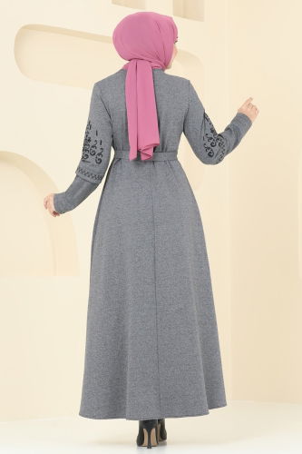 moda selvim Dress PL9090 Gray - Thumbnail