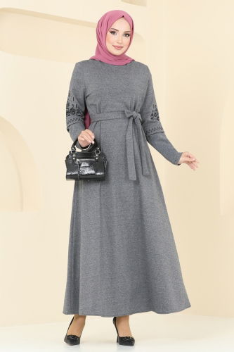 moda selvim Dress PL9090 Gray - Thumbnail