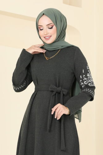 moda selvim الفستان اخضر عفني PL9090 - Thumbnail