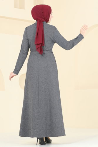 moda selvim Dress PL9108 Gray - Thumbnail