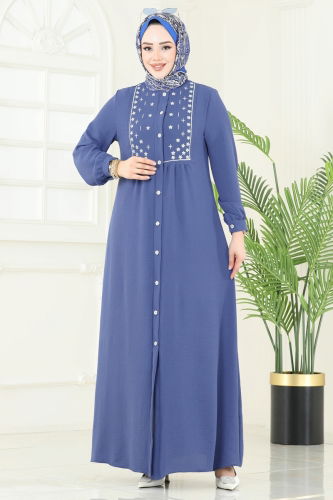 moda selvim Dress PL9124 Indigo - Thumbnail