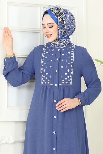moda selvim Dress PL9124 Indigo - Thumbnail