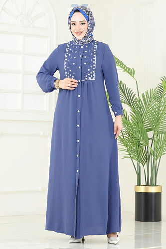 moda selvim الفستان ازرق PL9124 - Thumbnail