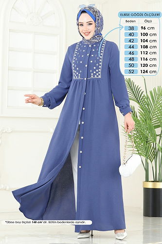 moda selvim الفستان ازرق PL9124 - Thumbnail