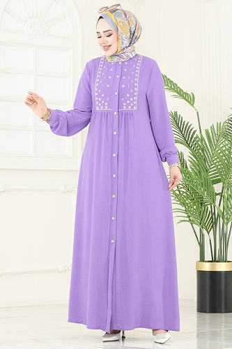 moda selvim Dress PL9124 Lilac - Thumbnail