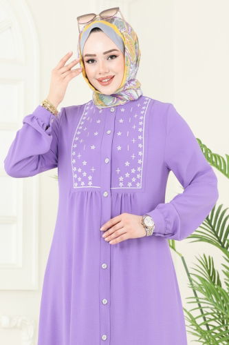 moda selvim Dress PL9124 Lilac - Thumbnail