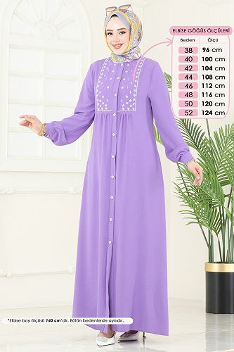 moda selvim Dress PL9124 Lilac - Thumbnail
