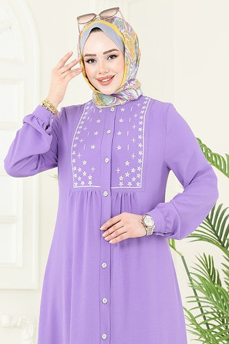 moda selvim الفستان ليلكي PL9124 - Thumbnail