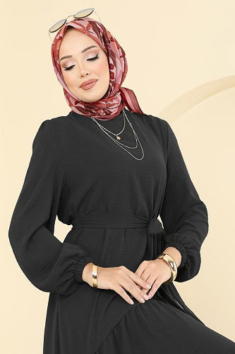 moda selvim Dress PL9173 Black - Thumbnail