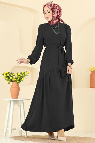 moda selvim Dress PL9173 Black - Thumbnail