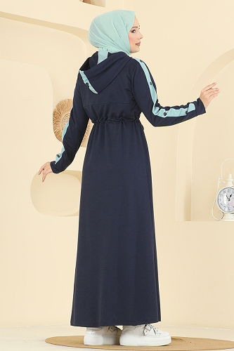moda selvim Dress PL9177 Navy Blue - Thumbnail