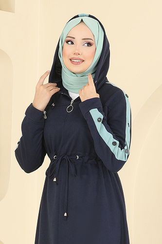 moda selvim الفستان كحلي PL9177 - Thumbnail