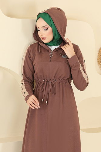 moda selvim الفستان بيج وردي PL9177 - Thumbnail