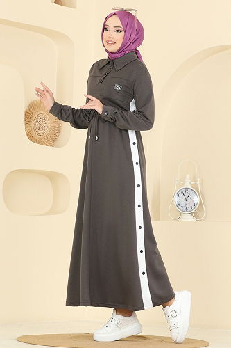 moda selvim Dress PL9178 Anthracite - Thumbnail