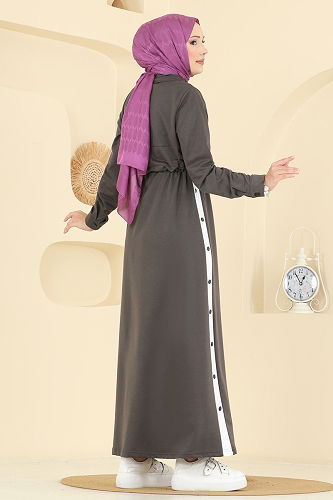 moda selvim Dress PL9178 Anthracite - Thumbnail