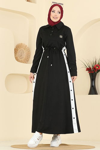 moda selvim Dress PL9178 Black - Thumbnail