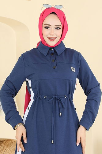 moda selvim الفستان ازرق PL9178 - Thumbnail