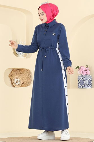 moda selvim الفستان ازرق PL9178 - Thumbnail