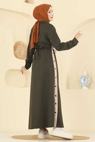 moda selvim Dress PL9178 Khaki - Thumbnail