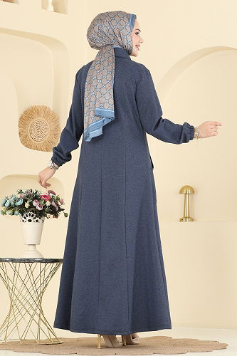 moda selvim Dress PL9179 Navy Blue - Thumbnail