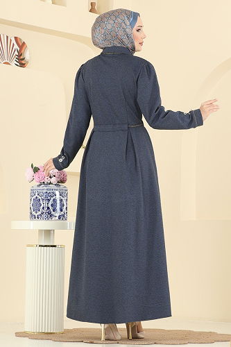 moda selvim الفستان كحلي PL9183 - Thumbnail