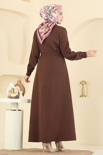 moda selvim Dress PL9184 Brown - Thumbnail