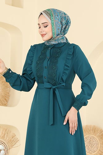 moda selvim Dress PL9184 Petroleum - Thumbnail