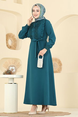 moda selvim الفستان بترولي PL9184 - Thumbnail