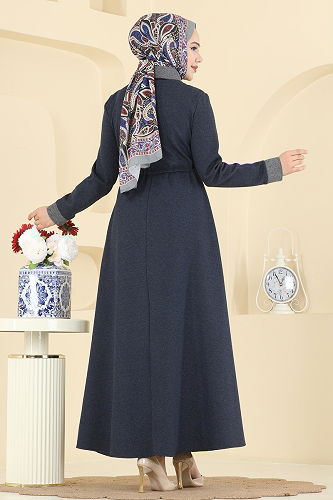 moda selvim الفستان كحلي PL9188 - Thumbnail