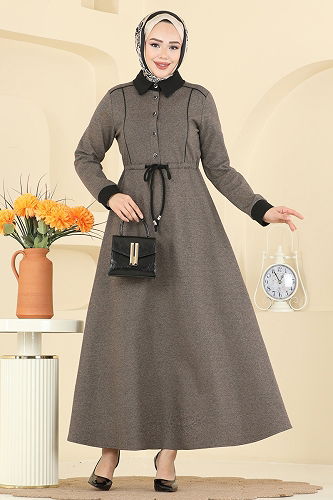 moda selvim الفستان بيج PL9188 - Thumbnail