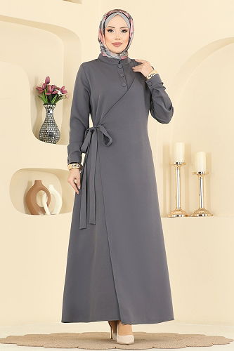 moda selvim Dress PL9190 Anthracite - Thumbnail