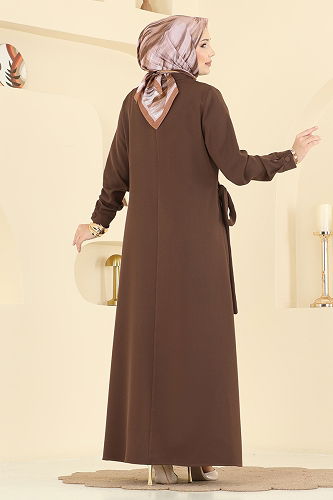 moda selvim Dress PL9190 Brown - Thumbnail