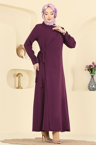 moda selvim Dress PL9190 Damson - Thumbnail