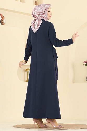 moda selvim Dress PL9190 Navy Blue - Thumbnail