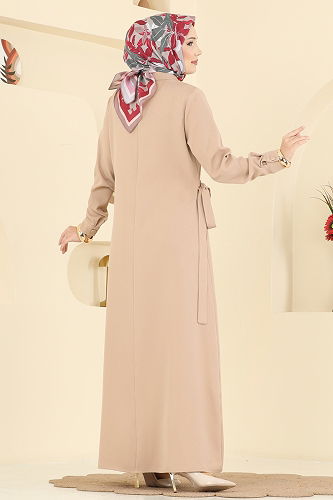 moda selvim الفستان بيج PL9190 - Thumbnail