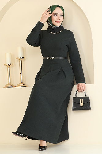moda selvim Dress PL9195 Dark Emerald - Thumbnail