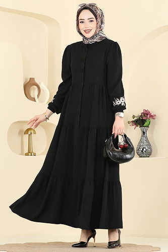 moda selvim Dress PL9198 Black - Thumbnail