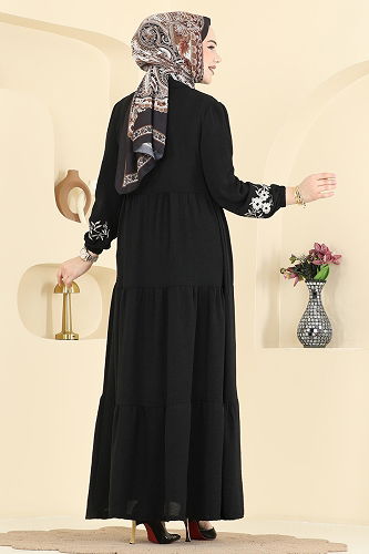 moda selvim Dress PL9198 Black - Thumbnail