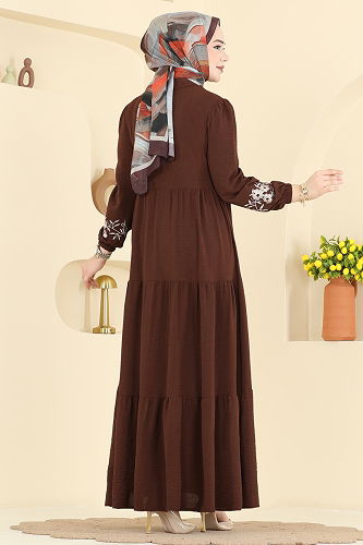 moda selvim Dress PL9198 Brown - Thumbnail