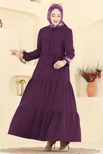 moda selvim Dress PL9198 Damson - Thumbnail