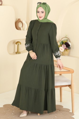 P.L. - Dress PL9198 Dark Khaki