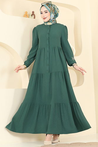 moda selvim Dress PL9198 Dark Mint - Thumbnail