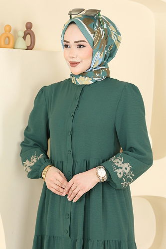 moda selvim Dress PL9198 Dark Mint - Thumbnail