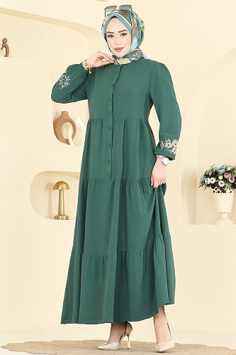 moda selvim Dress PL9198 Dark Mint - Thumbnail